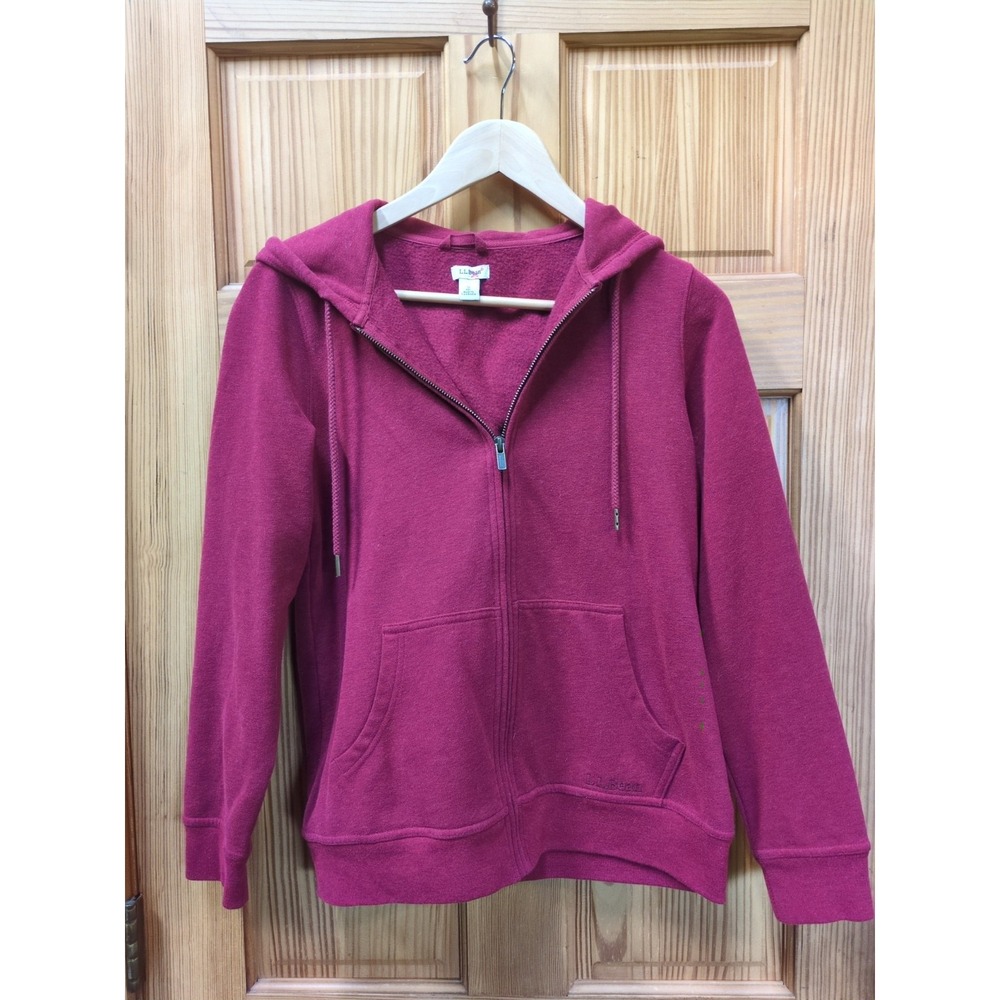 LL Bean Hoodie Womens Small Maroon Full Zip Fleece Lined Cozy Cabin Outdoors